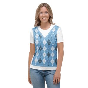 Ladies UNC Sweater Vest T-Shirt | C@rolina Blue Argyle Tee